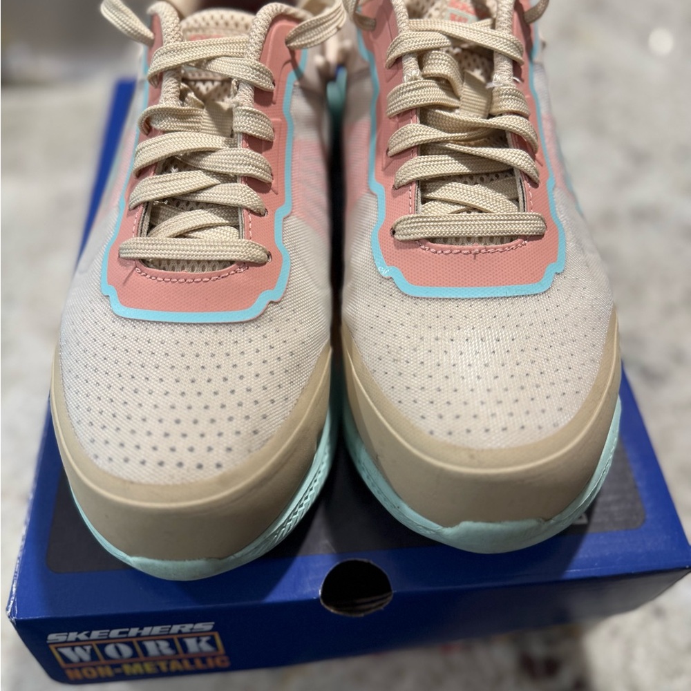 Skechers Women’s Beige & Teal Sneakers – Size 8 – Like New! - Picture 2 of 7
